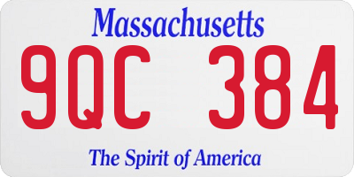 MA license plate 9QC384
