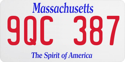 MA license plate 9QC387