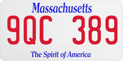 MA license plate 9QC389