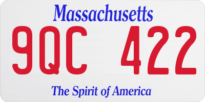 MA license plate 9QC422