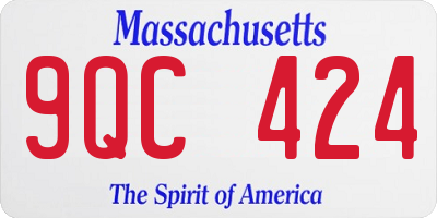 MA license plate 9QC424