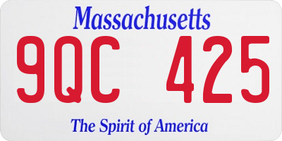 MA license plate 9QC425