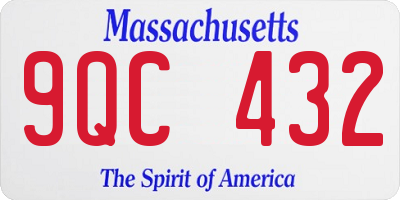 MA license plate 9QC432