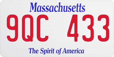 MA license plate 9QC433