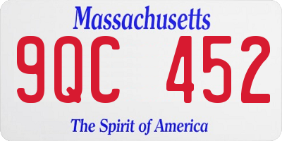 MA license plate 9QC452