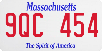 MA license plate 9QC454