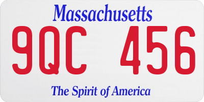 MA license plate 9QC456