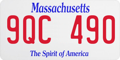 MA license plate 9QC490