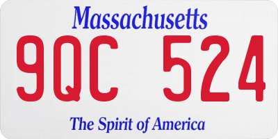 MA license plate 9QC524