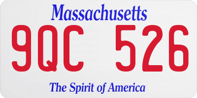 MA license plate 9QC526