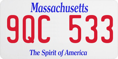 MA license plate 9QC533