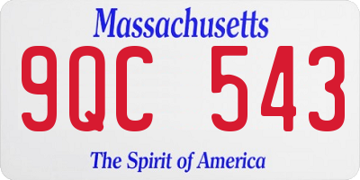 MA license plate 9QC543