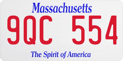 MA license plate 9QC554