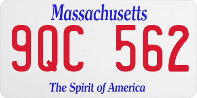 MA license plate 9QC562
