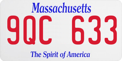 MA license plate 9QC633