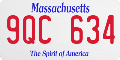 MA license plate 9QC634