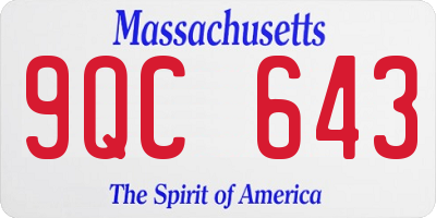 MA license plate 9QC643
