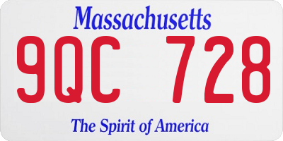 MA license plate 9QC728