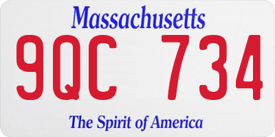 MA license plate 9QC734