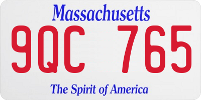 MA license plate 9QC765