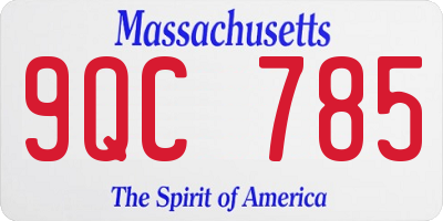 MA license plate 9QC785