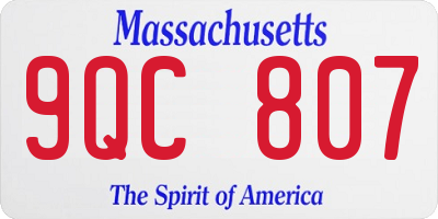 MA license plate 9QC807