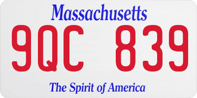 MA license plate 9QC839
