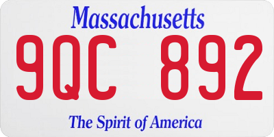 MA license plate 9QC892
