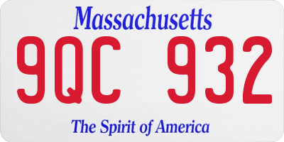 MA license plate 9QC932