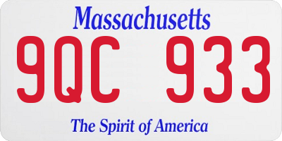 MA license plate 9QC933