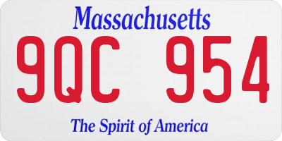 MA license plate 9QC954