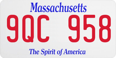 MA license plate 9QC958