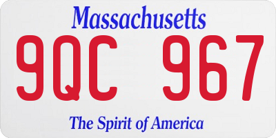 MA license plate 9QC967