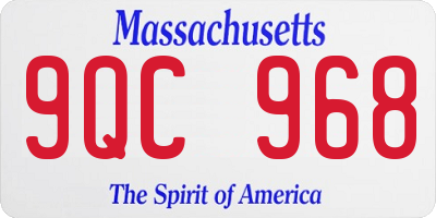 MA license plate 9QC968
