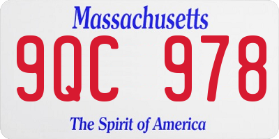 MA license plate 9QC978