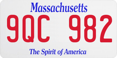 MA license plate 9QC982