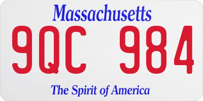 MA license plate 9QC984