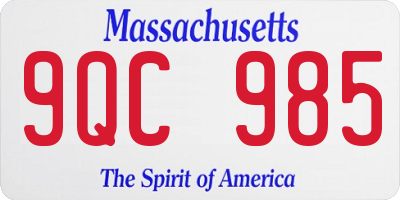 MA license plate 9QC985