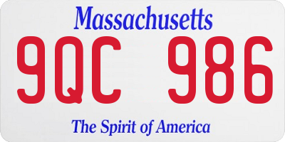 MA license plate 9QC986