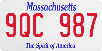 MA license plate 9QC987