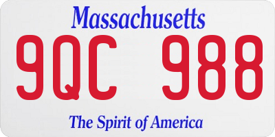 MA license plate 9QC988