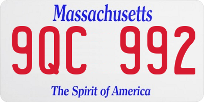MA license plate 9QC992