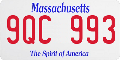 MA license plate 9QC993