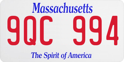 MA license plate 9QC994