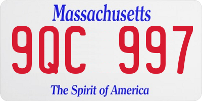 MA license plate 9QC997