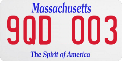MA license plate 9QD003
