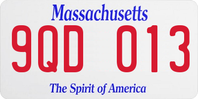 MA license plate 9QD013