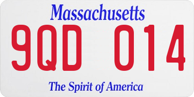 MA license plate 9QD014