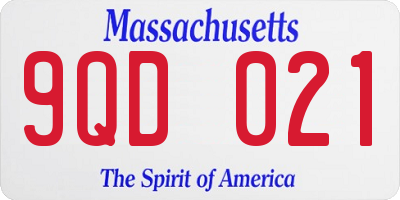 MA license plate 9QD021