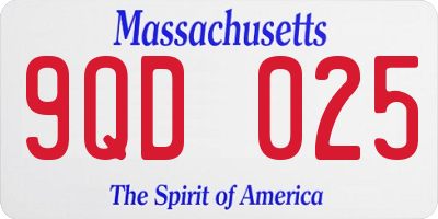 MA license plate 9QD025